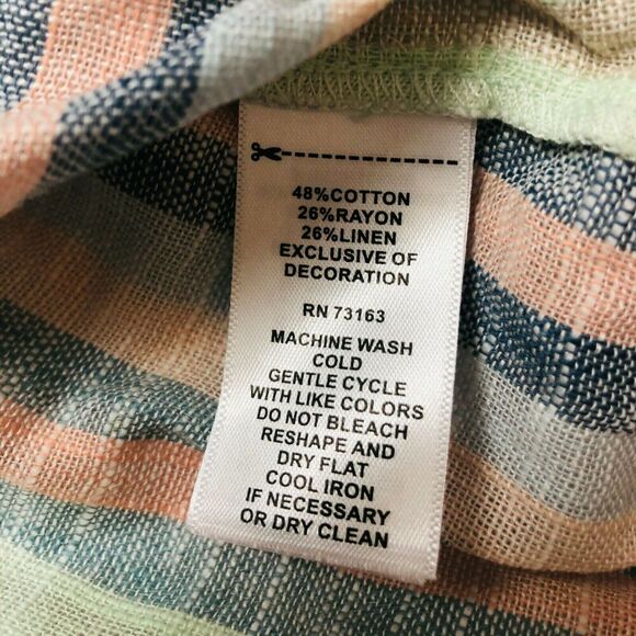 Cupio Multi Color Striped Ruffle Sleeveless Button Up Shirt Top Blouse Size M NW - Picture 6 of 6